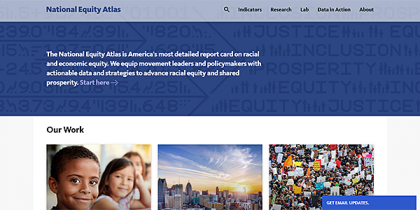 Image showing a preview of the home page of the National Equity Atlas